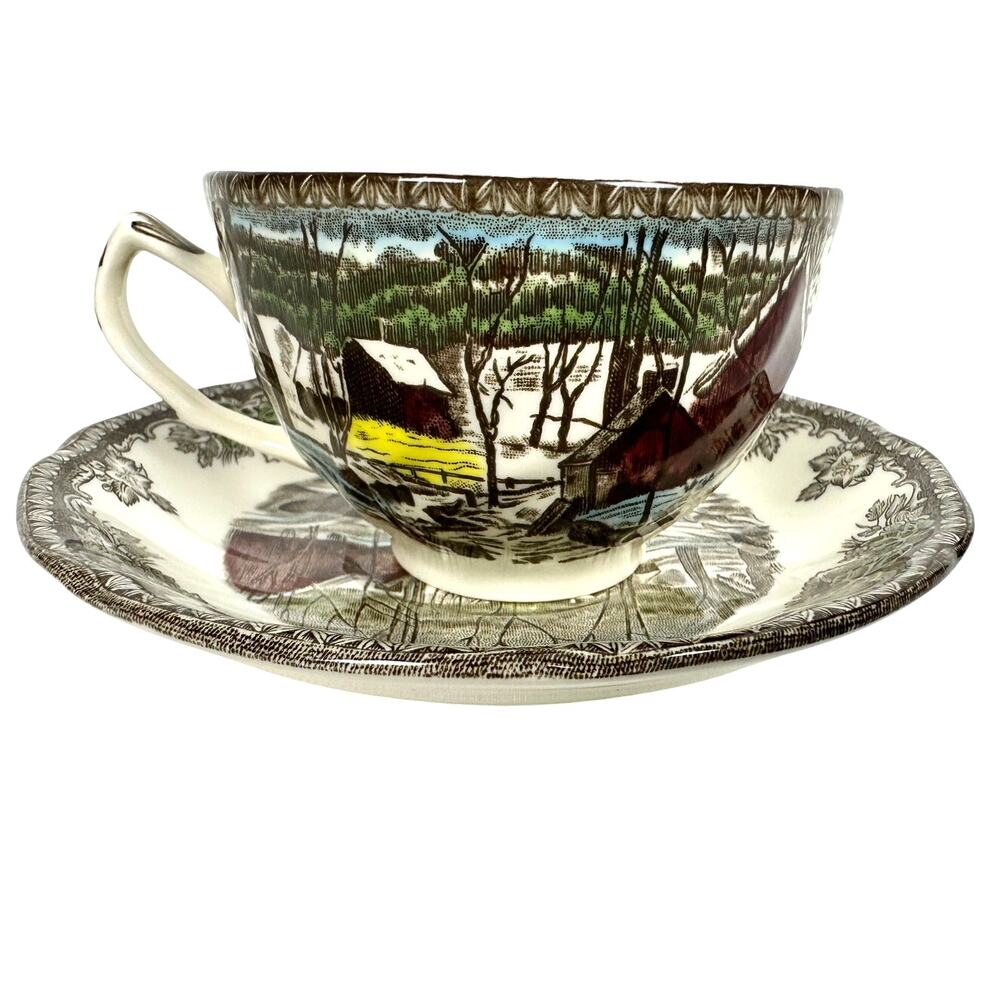 Johnson Bros Friendly Village England Vintage The Ice House Cup and Saucer Set!